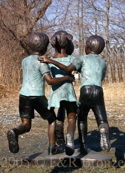 Kids Playing Basketball bronze sculpture-3