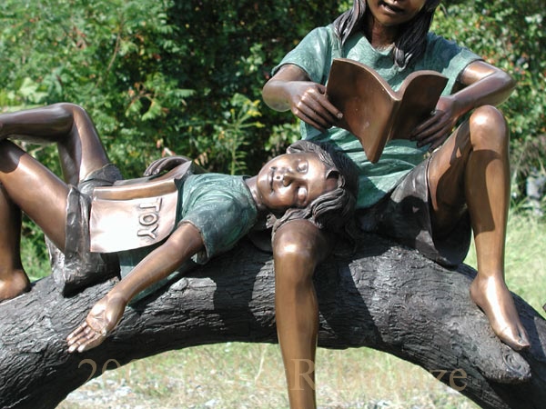 Boy & Girl Reading On Tree Branch sculpture-4