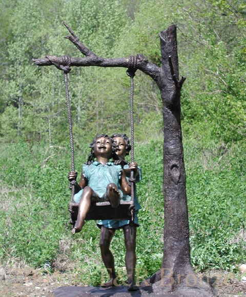 Kids Swinging bronze sculpture-1