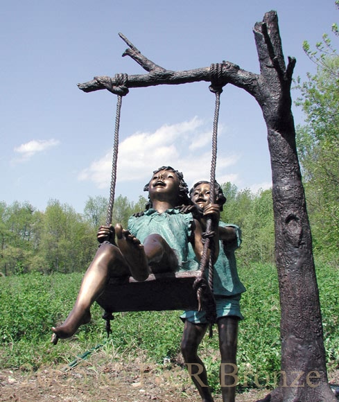 Kids Swinging bronze sculpture-3