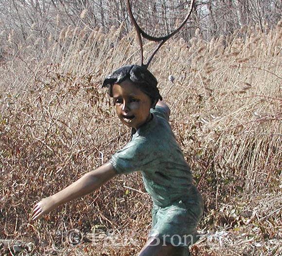 Boy Playing Tennis bronze sculpture-3