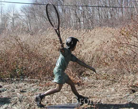 Boy Playing Tennis bronze sculpture-8