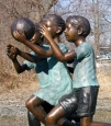 Kids Playing Basketball Bronze Sculpture