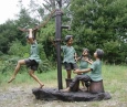Kids with Water Pump bronze statue
