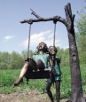 Kids Swinging bronze sculpture