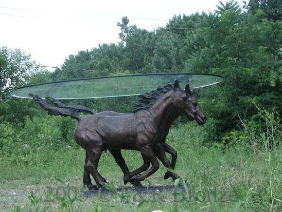 Bronze Two Horses Table with glass-5