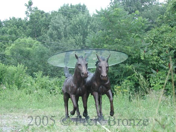 Bronze Two Horses Table with glass-7