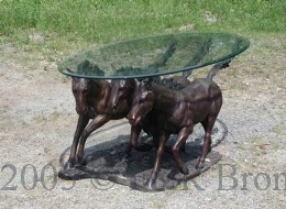 Bronze Three Horses Table with Glass