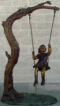 Monumental Swing Girl Bronze Scultpure