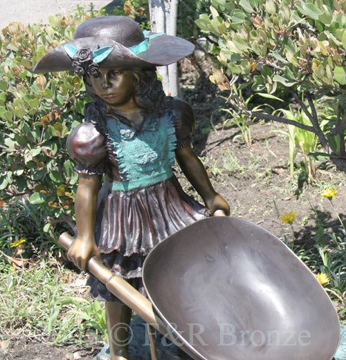 Girl With Wheelbarrow bronze-11