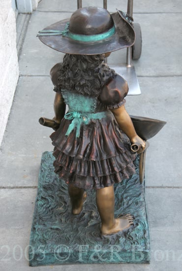 Girl With Wheelbarrow bronze-3