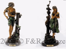 Les Amants bronze by Auguste Moreau