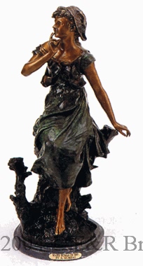 Seated Woman on Tree bronze by Auguste Moreau