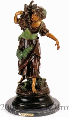 Woman With Wood bronze by Auguste Moreau