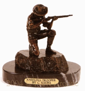 Kneeling Trooper bronze statue by Carl Kauba