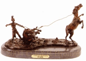 Lassoed Mustang bronze by Carkl Kauba