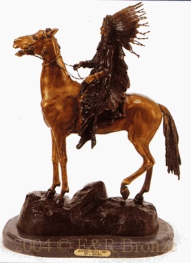 Mounted Indian Chief bronze by Kauba