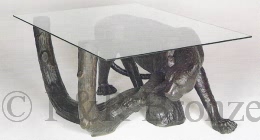 bronze Cheetah Table with glass by Mene