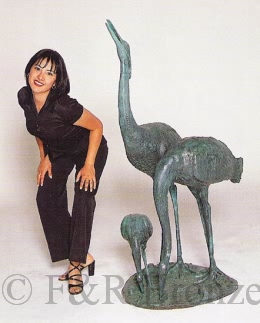 Monumental Crane fountain bronze statue by Moigniez