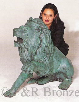 Jumbo Left Seated Lion bronze statue bt Barye
