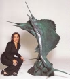 Monumental Swordfish bronze fountain by Castano