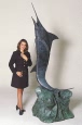 Single Swordfish bronze fountain