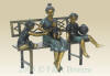 Mother and Children on Bench bronze