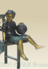 Mother and Children on Bench bronze sculpture