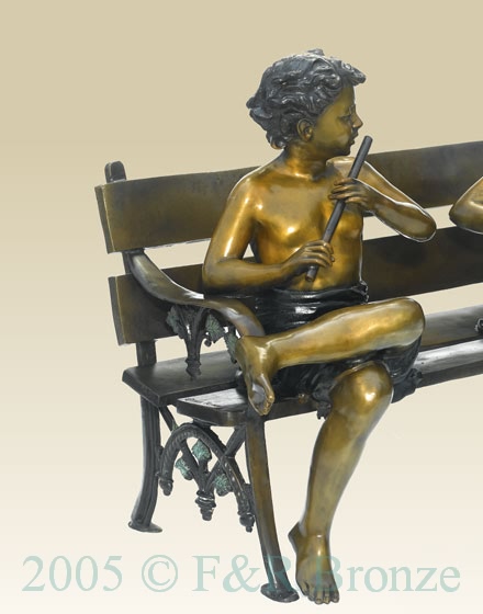 Two Musicians bronze statue