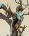 Three Boys with Squirrel on Tree bronze sculpture