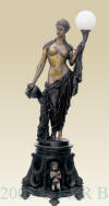 Girl on pedestal bronze lamp