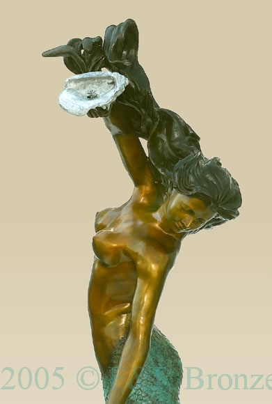 Mermaid with Shell bronze statue fountain
