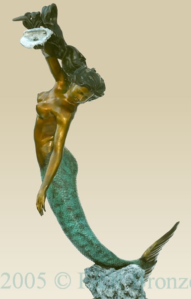 Mermaid with Shell bronze sculpture fountain