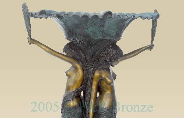 Two Mermaids with Fish bronze fountain