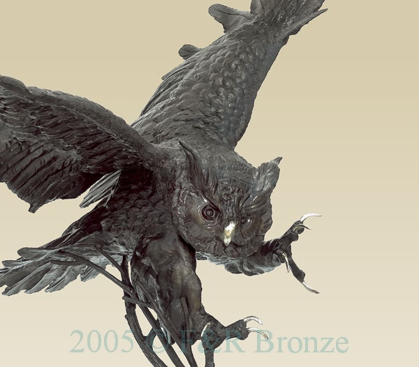 Monumental Owl bronze statue