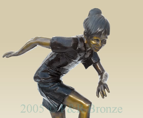 Girl Rollerblading bronze