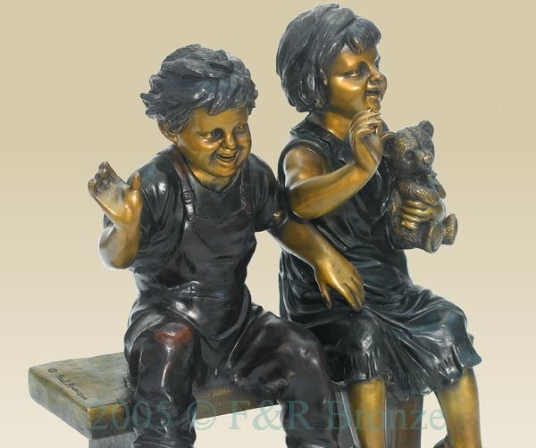 Boy and Girl with Teddy Bear bronze