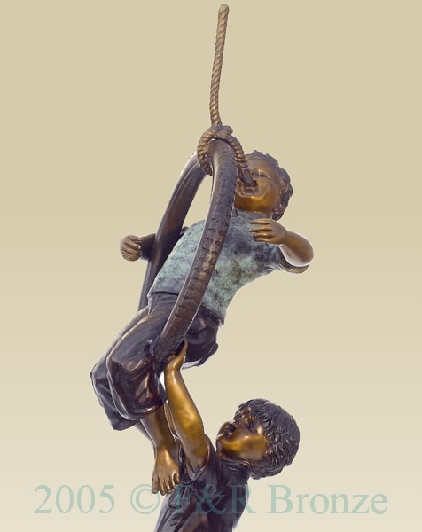 Boys on Tire Swing bronze