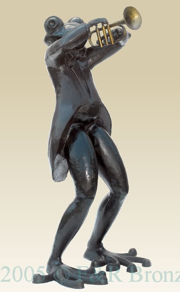 Frog with Trumpet bronze statue