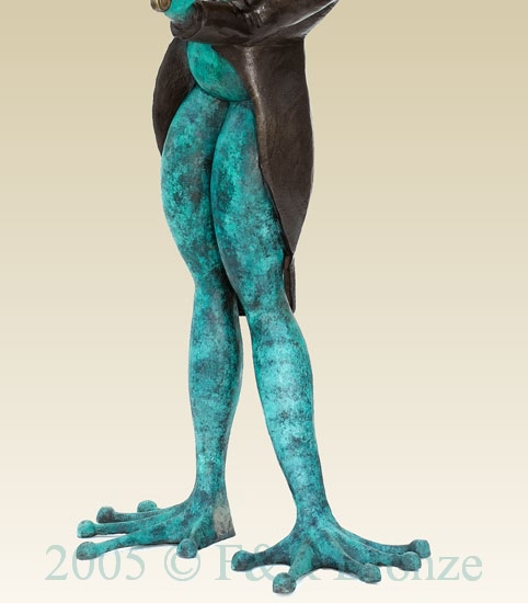 Frog with Violin bronze sculpture
