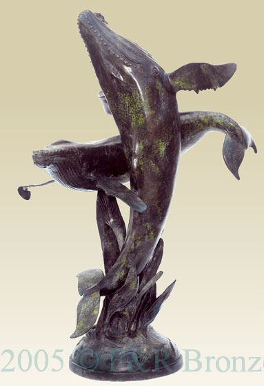 Two Whales bronze sculpture fountain