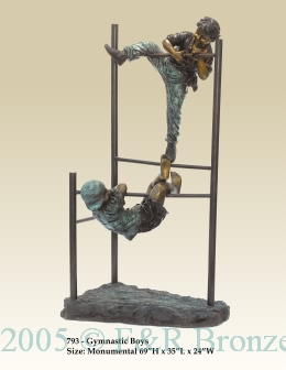 Kids on Monkey Bars bronze statue