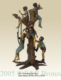 Children Playing In Tree Bronze