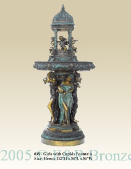 Girls with Cupids bronze fountain