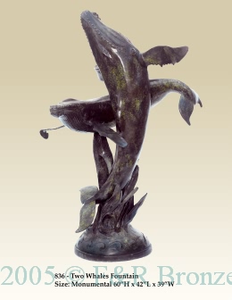 Two Whales Fountain bronze statue