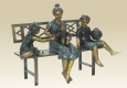 Mother and Children on Bench bronze statue