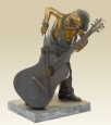 Boy Playing Cello bronze statue