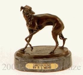 Greyhound bronze sculpture by Pierre Jules Mene
