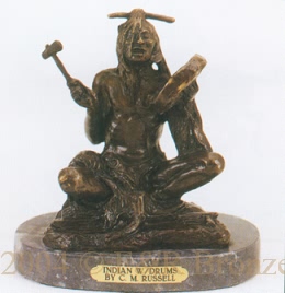 Indian With Drums by Charles Russell