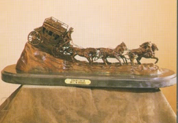 Stagecoach bronze statue by Charles Russell